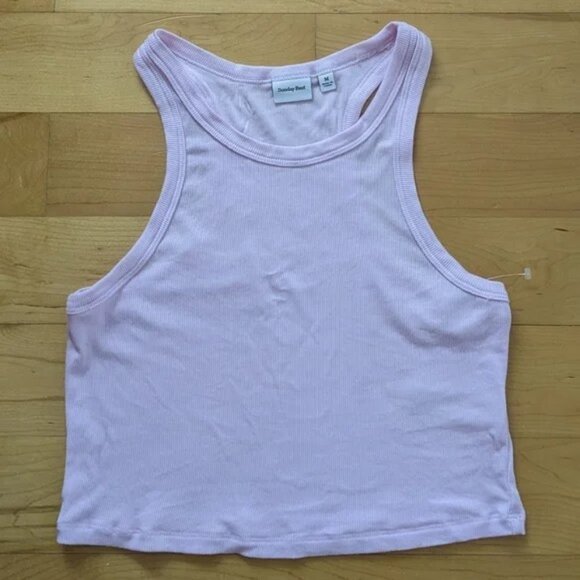 Aritzia Sunday best Honor Tank Crop rib racerback tank top tencel Medium T12 - Picture 1 of 5